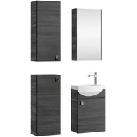 Planetmöbel Waschtisch 40 cm mit Spiegelschrank und 2x Midischrank