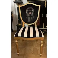Casa Padrino Art Deco Esszimmer Stuhl Schwarz / Weiß