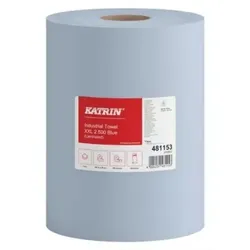 Putzrolle KATRIN Putztuchrollen XXL 500, 2-lagig, blau, 1.000 Abrisse, 2 Rollen, gesamt 1000 m, für den täglichen Bedarf