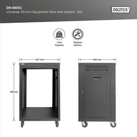 Digitus Universal 19-Zoll Equipment Rack mit Rollen, 16HE