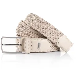 Ledergürtel MONTI "HAMBURG", Damen, Gr. 105, beige (creme), Materialmix, unifarben, casual, Gürtel, 3,5 cm breit, Elastischer Flechtgürtel, Casual-Business-Sportiv