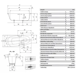 Kaldewei Mini Star 834 Raumsparbadewanne 70 x 157 cm rechts (224400010001)