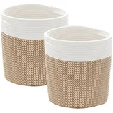 vidaXL Aufbewahrungskorb 2 Stk. Ø28 x 28 cm Baumwolle braun und weiß