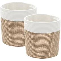 vidaXL Aufbewahrungskorb 2 Stk. Ø28 x 28 cm Baumwolle braun und weiß