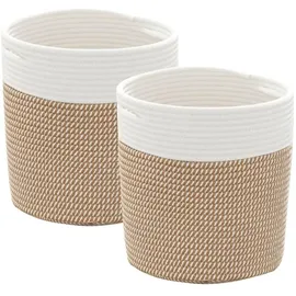 vidaXL Aufbewahrungskorb 2 Stk. Ø28 x 28 cm Baumwolle braun und weiß