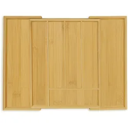 Relaxdays Besteckkasten, ausziehbar, 5 bis 7 Fächer, Schubladen Ordnungssystem, Bambus & MDF, Besteck Organizer, natur