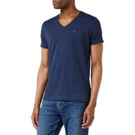 Tommy Hilfiger T-Shirt Herren Kurzarm TJM Original V-Ausschnitt, Blau (Black Iris), L