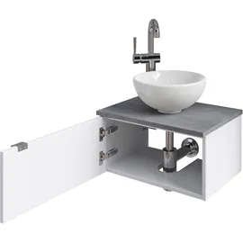 Saphir Waschtisch SAPHIR "Serie 6915 Waschschale mit Unterschrank für Gästebad, Gäste WC", weiß (weiß glanz, oxid dunkelgrau, weiß glanz), B:51cm H:39,8cm T:35cm, Waschtische, Waschtisch, 51 cm breit, 1 Tür, Waschtischplatte, kleine Bäder, ohne Armatur