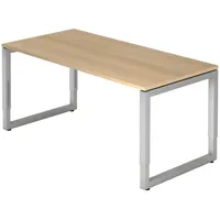 Bümö Schreibtisch Eiche, Silber, Nachbildung,Eiche, Rechteckig, 160x74x80 cm, FSC