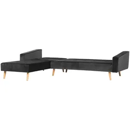 Beliani Ecksofa Samt 0 x 0 x 0 cm Schwarz/Braun mit Schlaffunktion