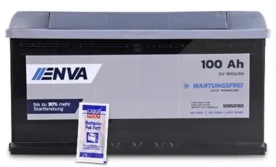 Enva Starterbatterie 100Ah 900A + 10g Pol-Fett [Hersteller-Nr. 0 092 S50 150] für Alpina, Audi, BMW, Citroën, Fiat, Hyundai, Iveco, Jeep, Land Rover,