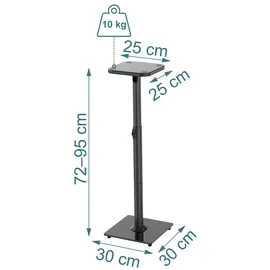 Relaxdays Lautsprecherständer Set, bis 10 kg, höhenverstellbar, 72-95cm, Boxenständer rutschfest, Metall & Glas, schwarz