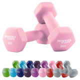 Miweba Sports Neopren Hantelset NKH100 | Profi Hantel - Hexagon Hanteln Set - Kurzhanteln - Kurzhantel Set - Gymnastikhanteln - Hantel Set - Dumbbell - 0,5-10 Kg (2X 3.0 kg, Rosa)