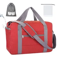 lifwimner Handgepäck Tasche für Flugzeug 45x32x18 Reisetasche klein für Damen&Herren Weekendertasche Bag Cabin Bag Faltbare Handgepäck Koffer mit Nasstasche(Rot 25L)