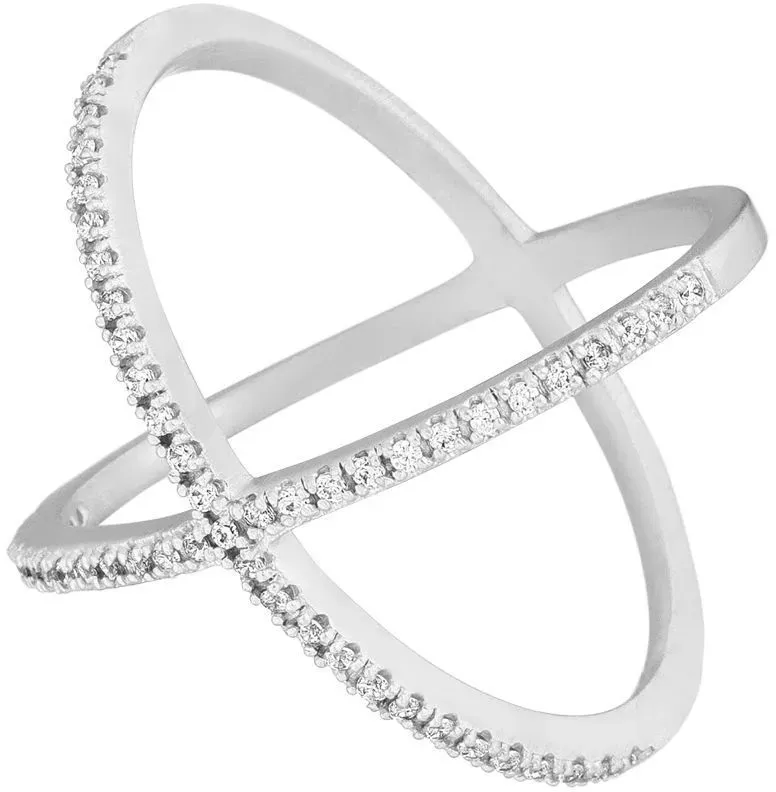 LEAF - RING X CRISS - CROSS - silber