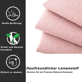 SOFTWEARY Stauraumbett mit Bettkasten und Lattenrost, (Kombinationsbett, 180x200 cm), Kopfteil höhenverstellbar, Polsterbett, Leinen - Rosa