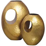 KADIMA DESIGN Deko Vase 2er Set Aluminium mit Tragegriff Blumenvase Modern in Gold | Gr.: onesize