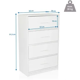 hjh living Estoria 58 x 91,5 x 30 cm Weiß