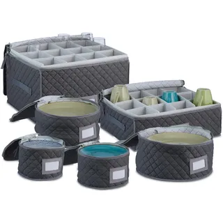 Relaxdays Aufbewahrungsbox 6-tlg. Geschirraufbewahrungsbox-Set (33.83 l)
