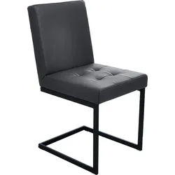 Freischwinger K+W KOMFORT & WOHNEN, schwarz (schwarz 81), , Leder CASAY, Stühle, Freischwingergestell aus Vierkantrohr schwarz, hoher Sitzkomfort