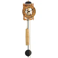Hermle Mechanische Skelettuhr mit Metallräderwerk Skelett Pendelwanduhr Orange 8-Tage Laufwerk Glockenschlag 62cm- 71015-T10711
