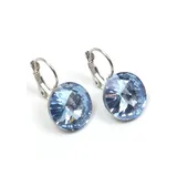 FIRETTI Paar Ohrhänger leuchtend, bunt, rund, Made in Germany - mit Glasstein blau