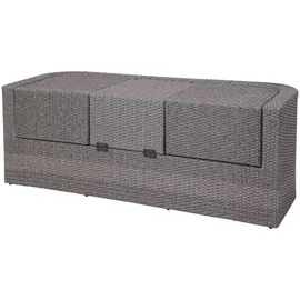 Mendler 3in1-Garnitur HWC-J37, Garten-/Lounge-Set Sonneninsel, Spun Poly Poly-Rattan MVG grau, Kissen anthrazit