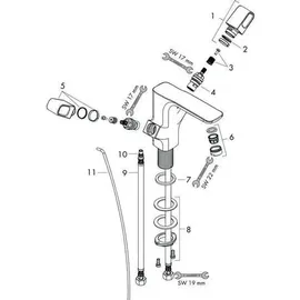 Hansgrohe Urquiola 2-Griff-Waschtischarmatur Brushed Gold Optic
