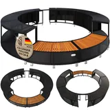 Casaria® Luxus Whirlpool Verkleidung Polyrattan Innen Ø 206 cm Einstieg aus FSC®-zertifiziertem Eukalyptus-Hartholz verzinkter Stahl Pool Umrandung