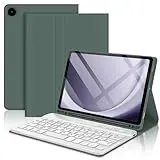 AVNICUD Tastatur Hülle für Samsung Galaxy Tab A9 - QWERTZ Deutsches Bluetooth Tastatur Abnehmbarer Magnetisch Schutzhülle mit Stifthalter für Tablet Tab A9 8.7'' 2023 (SM-X110/SM-X115), Dunkelgrün