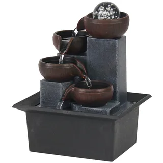 perfk Tischbrunnen, Zimmerbrunnen, Wasserfallbrunnen, Wasserpumpe mit rotierender Kugel, beleuchtet für Meditation, Büro, Bauernhaus, Zuhause