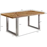 Wohnling Esstisch Mango Massivholz Esszimmertisch 180x76,5 x90 cm Küchentisch Loft Natur, Holztisch Massiv mit Metallgestell, Industrial Tisch