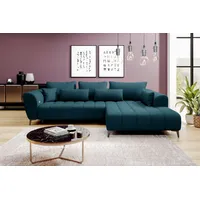 99rooms Jordan Ecksofa Velours Jasmine Türkis Rechts ohne Schlaffunktion