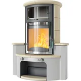 Kaminofen HARK 63 GT ECOplus 8 kW - Ofenkacheln: Quarz-Weiß - Korpus: titan/verchromt