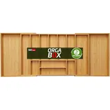 Orga-Box Universal Besteckkasten aus Bambus verstellbar für Schrankbreite 900-1200 mm bis 13 Fächer
