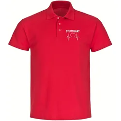 multifanshop Poloshirt - Stuttgart - Herzschlag - Druck weiß - Polo
