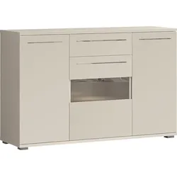 Kommode PLACES OF STYLE "Piano", beige (beige hochglanz), B:150cm H:97,4cm T:45,2cm, Spanplatte, Sideboards, UV lackiert, Soft-Close Funktion