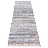 carpetfine Teppich »Kelim Chindi, Wendeteppich«, rechteckig, 6 mm Höhe, handgewebt, Fleckerlteppich mit Fransen, auch vielen in Läufergrößen beige