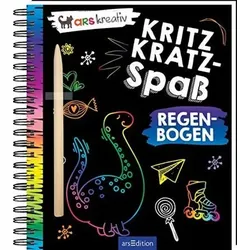 ARSEDITION 134105 Kritzkratz-Spaß Regenbogen: Kreativer Kratzelspaß mit Malideen und Holzstift