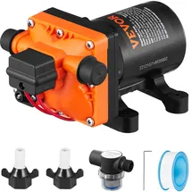 Vevor Wassermembranpumpe, 12 V DC, 13L/min Durchfluss, 3,8 bar Nenndruck (2,76–5,5 bar einstellbar), 1/2 Zoll MNPT selbstansaugende Sprühpumpe mit Druckschalter für Wohnmobil, Camper, Marine, Boot