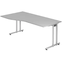 Bümö Schreibtisch Grau, Nachbildung, L-Form, 180x72x100 cm, FSC Mix,