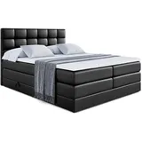 altdecor Boxspringbett BRUGO KING - 160 x 200 - H3/H4 - Schwarz Hochglanz,