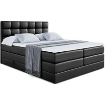 altdecor Boxspringbett BRUGO KING - 160 x 200 - H3/H4 - Schwarz Hochglanz,