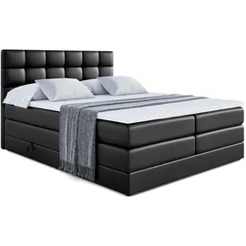 altdecor Boxspringbett BRUGO KING - 160 x 200 - H3/H4 - Schwarz Hochglanz,
