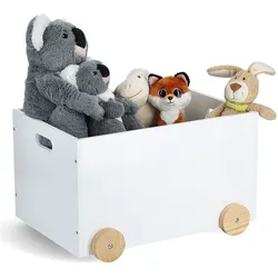 HTI-Living Spielzeugkiste Holz weiß auf Rollen