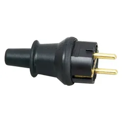 Schutzkontaktstecker Gummi IP44 schwarz gerade Schraubklemmen