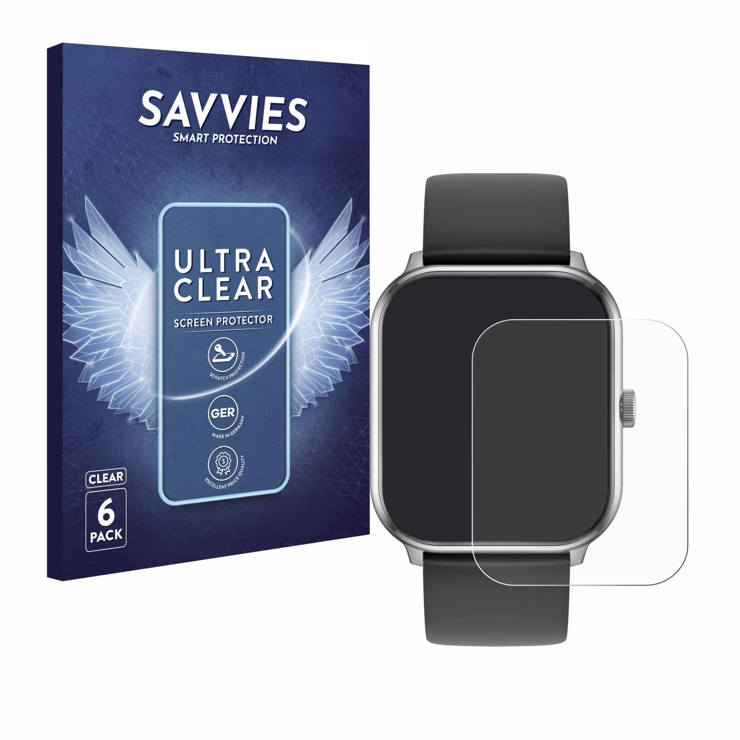Savvies 6 Stück Schutzfolie für Ice-Watch ICE smart 1.85" Displayschutz-Folie Ultra-Transparent