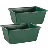 Buri 2er Set Wildwanne 90 Liter Wanne XXL Jagdwanne eckig HDPE Kunststoff - 2x Kunststoffwanne Plastikwanne stapelbar in grün - lebensmittelecht, robust ideal als Futterwanne oder Pferdetränke