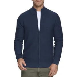 Indicode Strickjacke "Marland", Herren, Gr. XL, blau (navy), Strick, Obermaterial: 100% Baumwolle, unifarben, normal, hoch geschlossener Ausschnitt, Strickjacken Strickjacke
