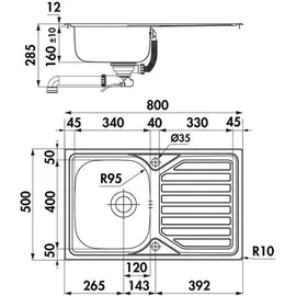 Naber Einbauspülen-Set Nava 3 Edelstahl mit Küchenarmatur Drive 1 Chrom Hochdruck - Schwarz